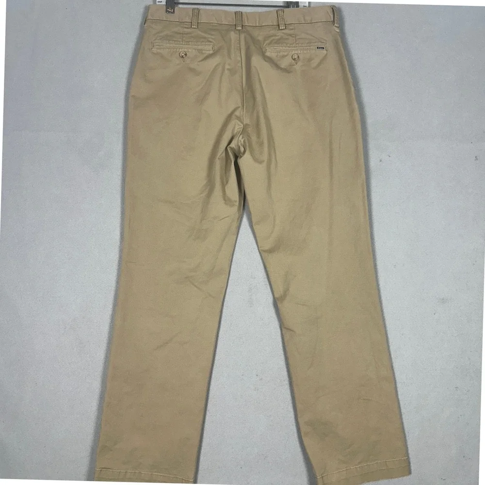 Polo Ralph Lauren Pants Men 34X32 Stretch Classic Fit Tan Khaki Chino Flat Front